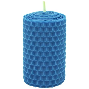 Свеча вощинная цилиндр голубая 4x6.5 см