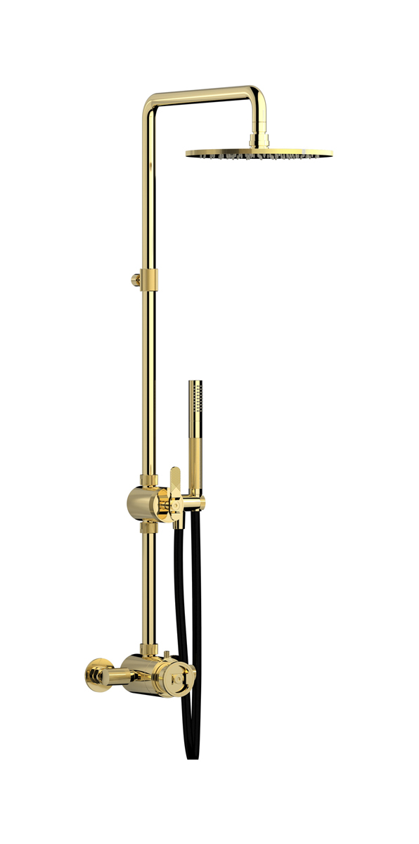 Душевая колонна с термостатом в комплекте с душевым гарнитуром. WE ARE IB b1800ii Pale Gold Indoor Shower