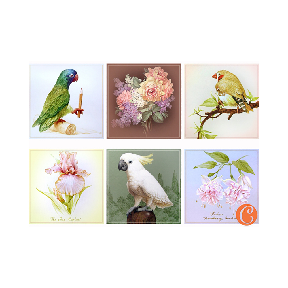 010559 Декупажная карта 30.8 x 44 см "Кубики. Цветы и птицы" Чип-Арт 