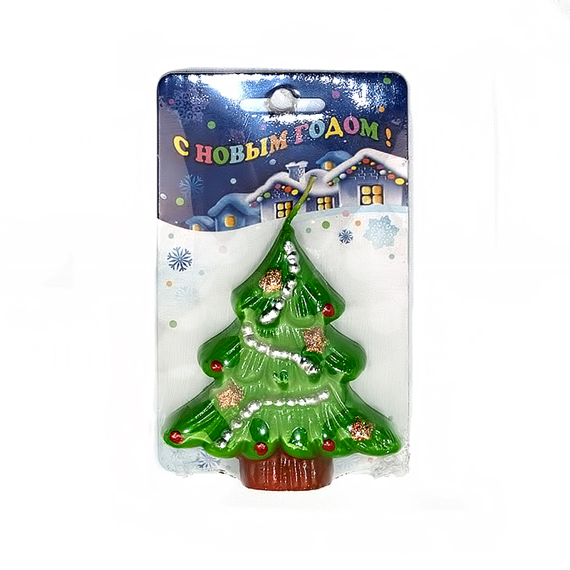 1417 Свеча новогодняя фигурная 1 25 г "Елочка" 9х8 Омский Свечной 
