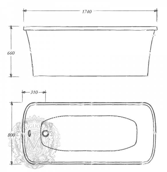 24380 Ванна из литьевого мрамора Migliore Olivia - Вид №1