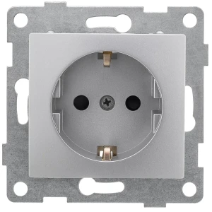 91775175 Розетка встраиваемая Gusi electric Bravo С10Р4-004 с заземлением и шторками цвет серебро STLM-1538810