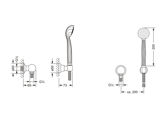 Душевой гарнитур для настенного монтажа JOERGER Muschel 601.13.200.000 - Вид №1