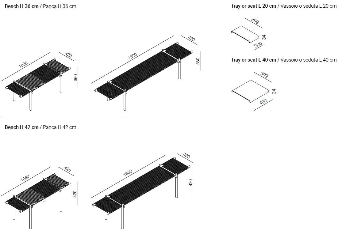 Алюминиевая скамья и пробковая веревка Agape Rendez-vous ARCH-00001672 - Вид №2