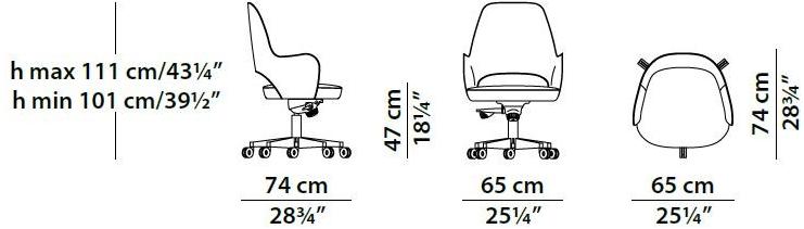 BAXTER Кожаное офисное кресло с регулируемой высотой на колесиках Colette sun-id-1486209 - Вид №5