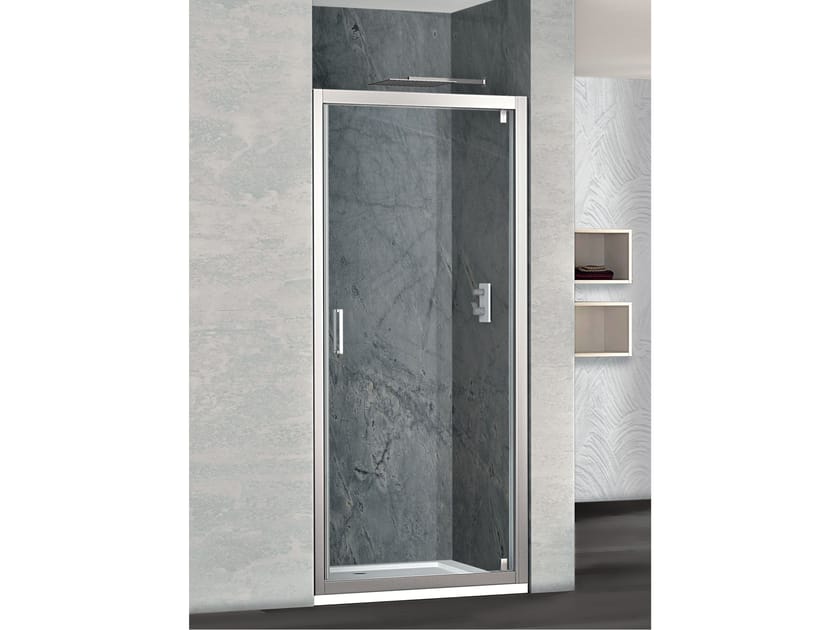 Хрустальная нишевая душевая кабина с поворотной дверью Metidea платина ARCH-00015429
