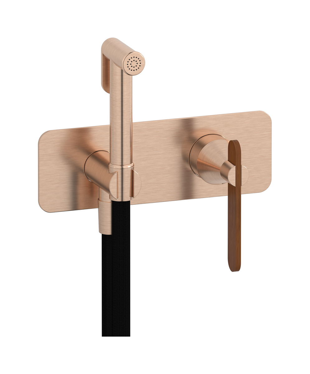 Внешние части гигенического душа со смесителем. WE ARE IB oh314is Brushed Rose Gold Soho