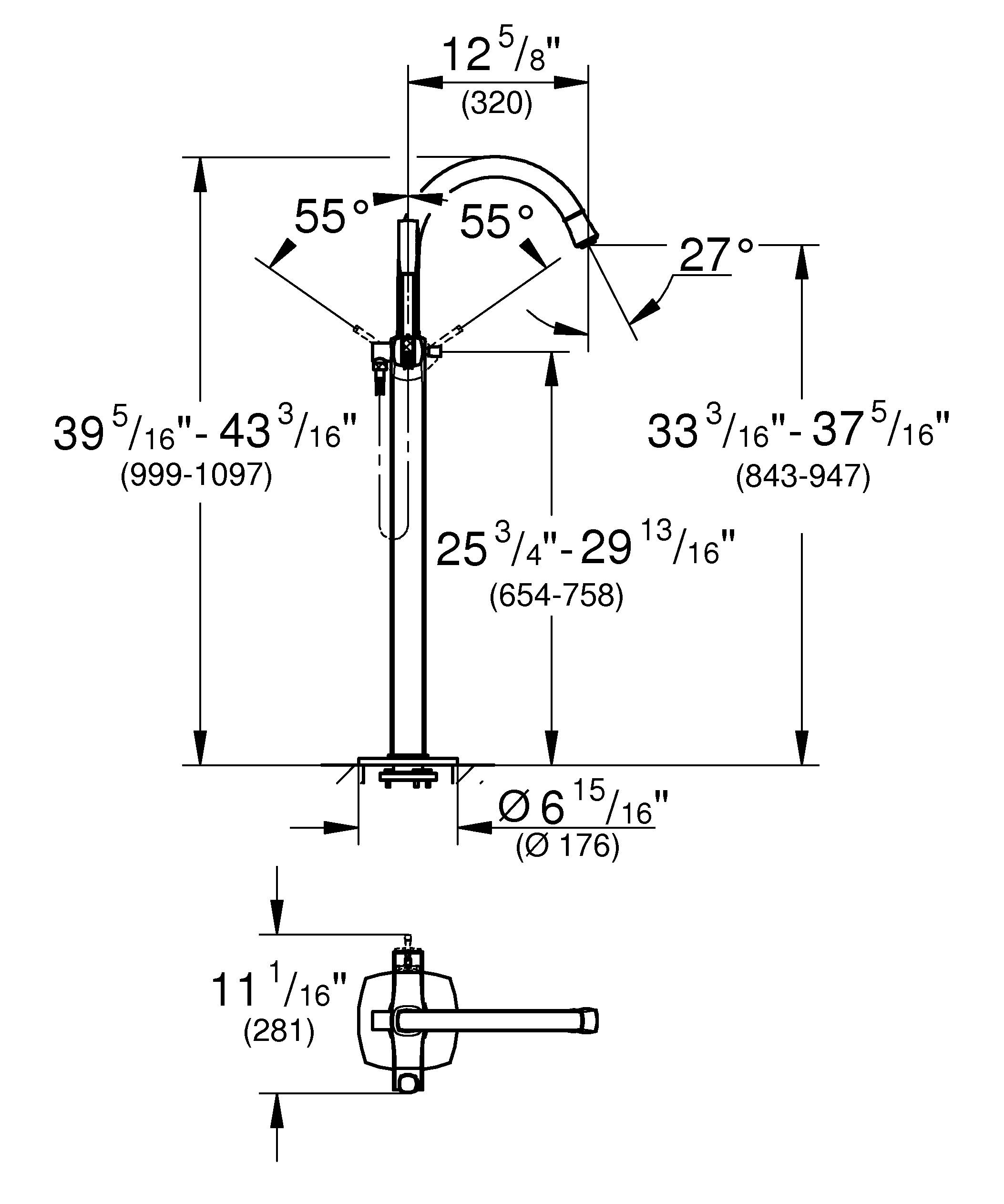23318GL0 Смеситель для ванны Grohe Grandera холодный рассвет глянец - Вид №2