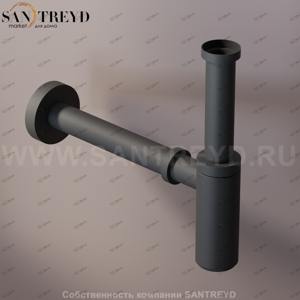 Agape  Сифон для раковин или биде с настенным защитным кольцом черный MET0409E Ricambi