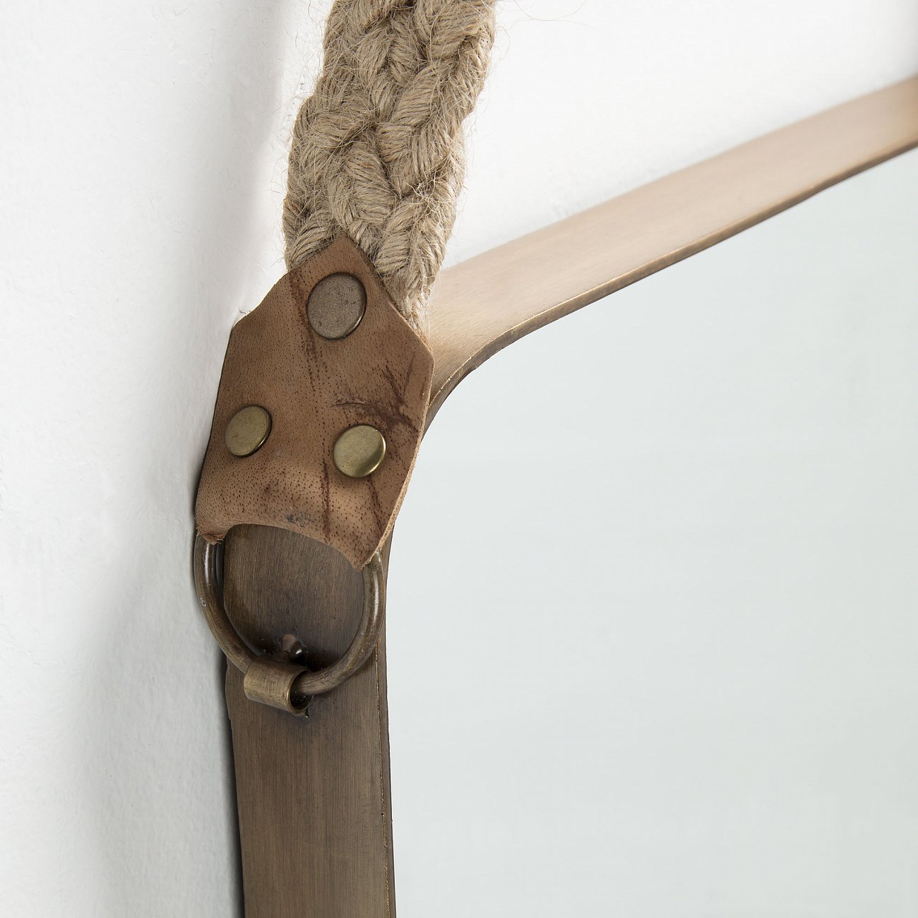 Зеркало на ремне квадратное бежевое со скругленными углами Step от La Forma LA FORMA STEP 342846 Латунный;белый - Вид №2