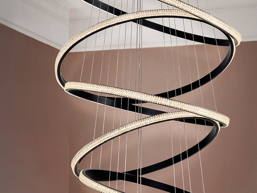 109099 Подвесной светильник 8 колец черный DIM BLUETOOTH 3000K Schuller Ring - Вид №1