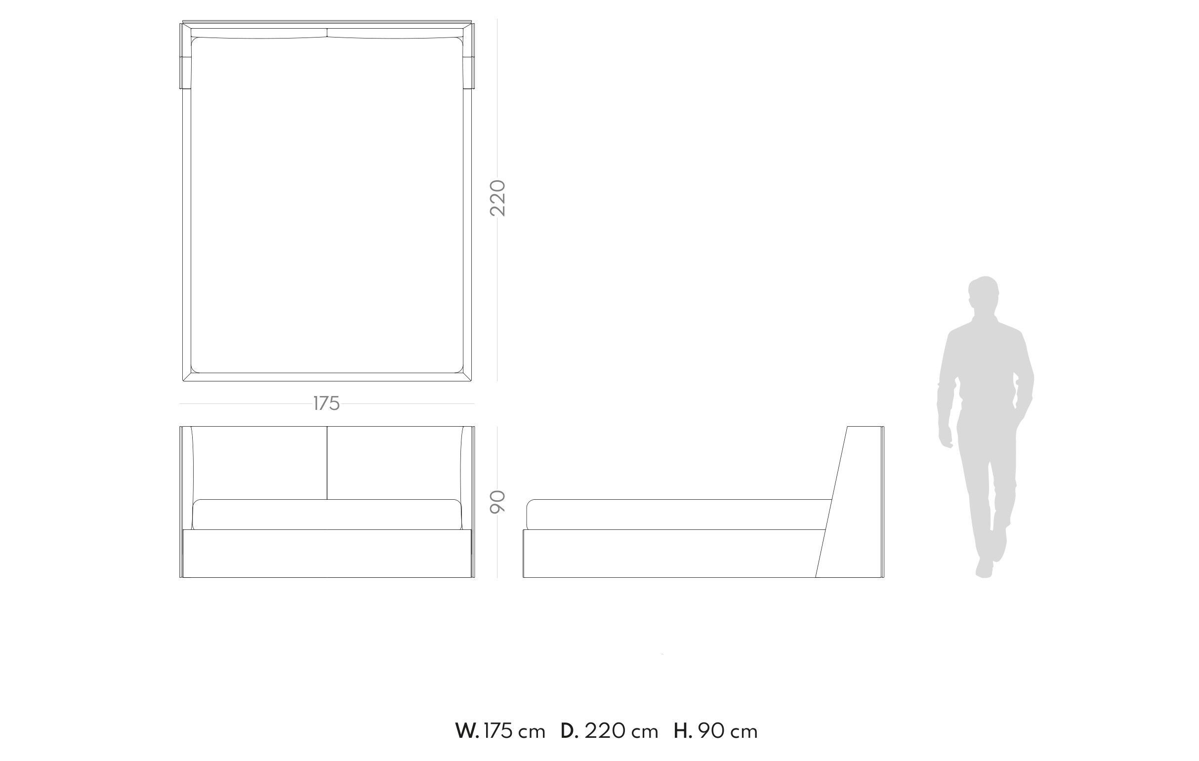 Деревянная двуспальная кровать с мягким изголовьем PRADDY Natur ARCH-00100243 - Вид №6