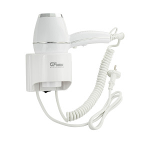 GFmark - Фен для волос ПРОФИ, СУПЕРМОЩНЫЙ, в ванную комнату, с торцевым креплением, ГОРЯЧИЙ - ХОЛОДНЫЙ поток, с хромированными вставками, 1800W, код: 6832