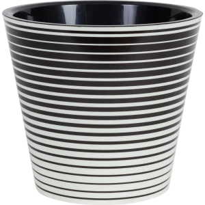 Горшок цветочный Ingreen Фиджи Линии ø23 h20.8 см v5 л пластик чёрный/белый