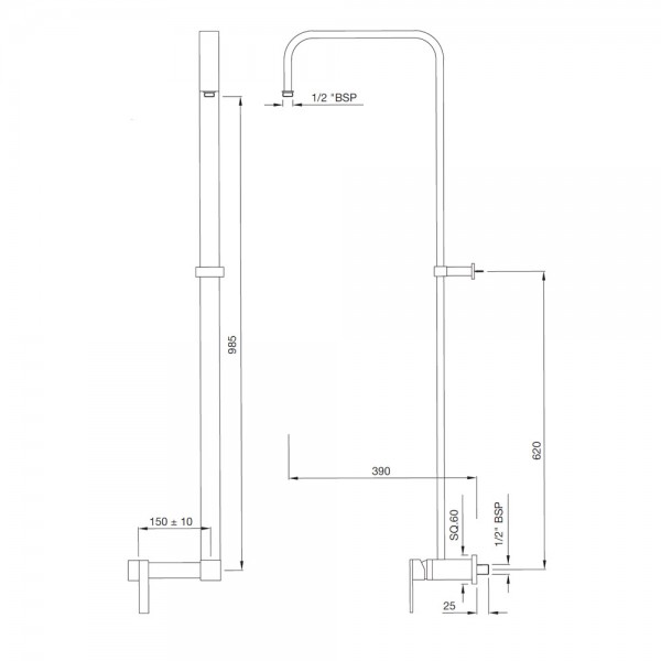 LEB-BLM-45159 Смеситель для ванны и душа Artize Le Blanc Матовый черный  - Вид №1