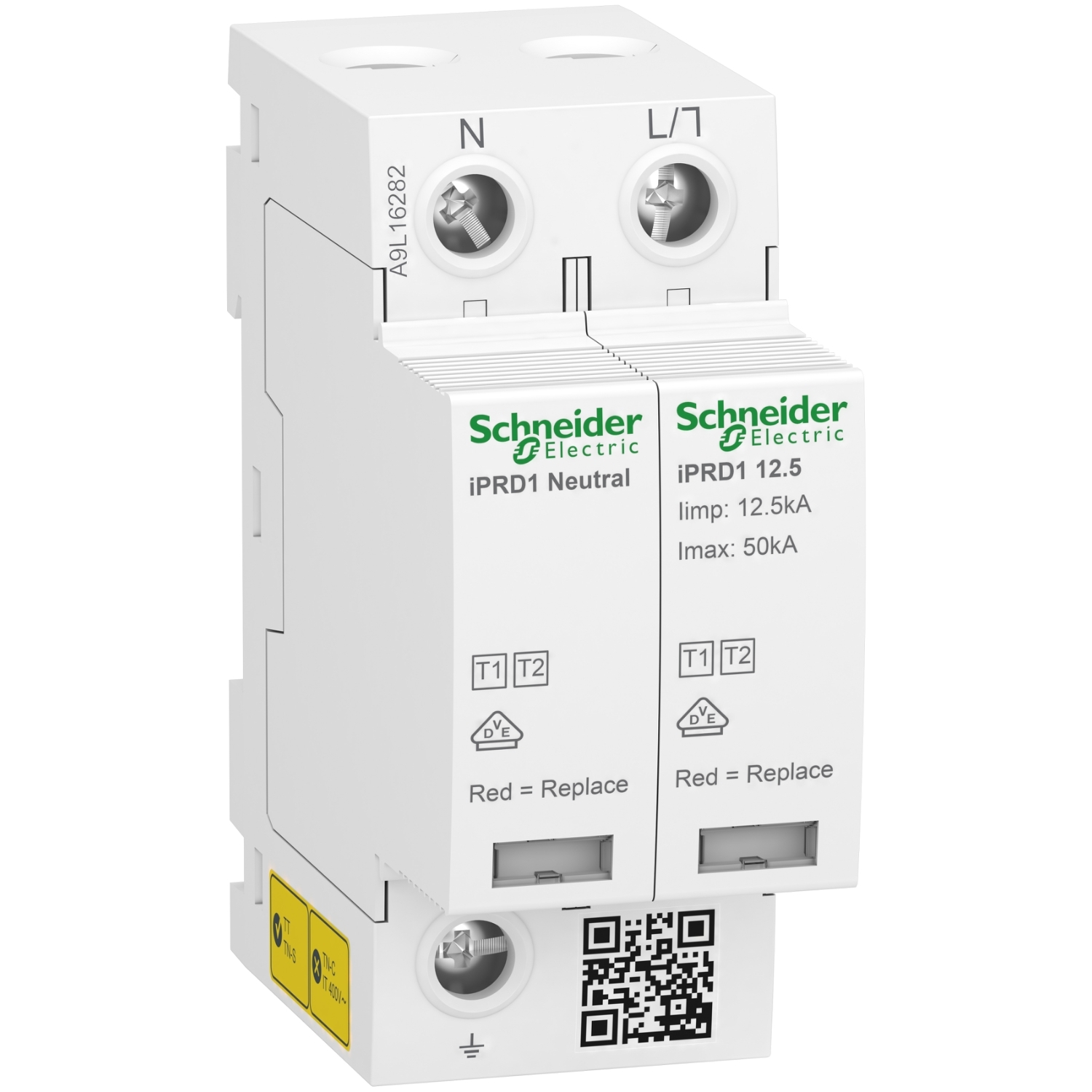 A9L16282 УЗИП iPRD1 12.5r 1P+N 50kA КЛАСС 1+2 с картриджем Schneider Electric 