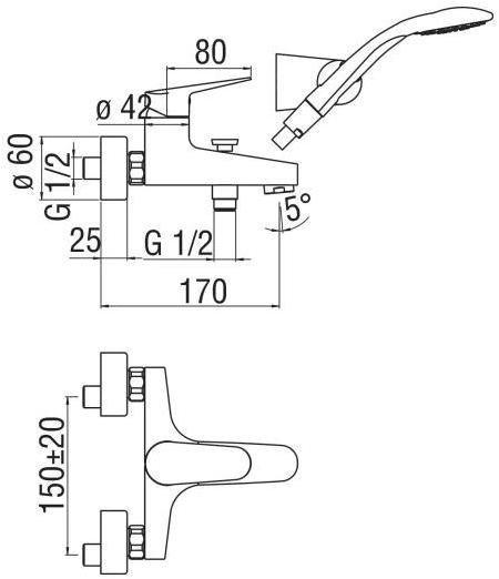 Nobili Rubinetterie Смеситель для ванны с ручным душем Blues Bs101110cr - Вид №1