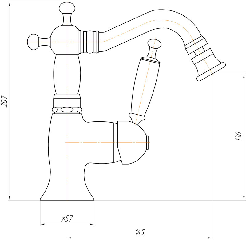 Смеситель MIGLIORE Oxford ML.OXF-6323.BT для биде - тосканская бронза ML.OXF-6323.bi.BT - Вид №1