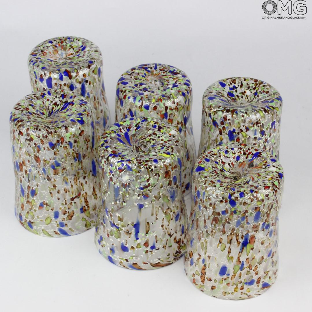 2186 ORIGINALMURANOGLASS Набор из 6 разноцветных стаканов - Карнавал в Венеции - муранское стекло 8 см  - Вид №1