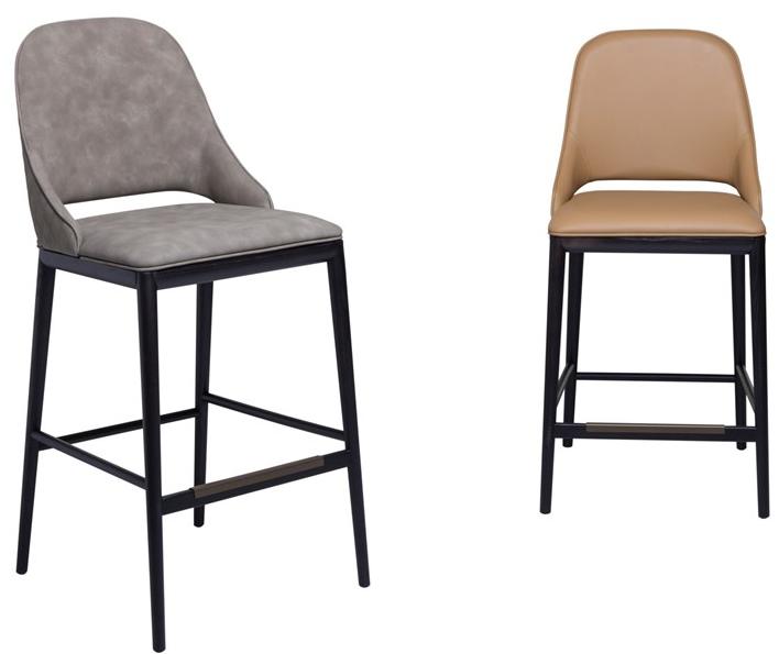 Tonin Casa Высокий табурет из нубука и основа из черного ясеня Malva sun-id-1421557 - Вид №3