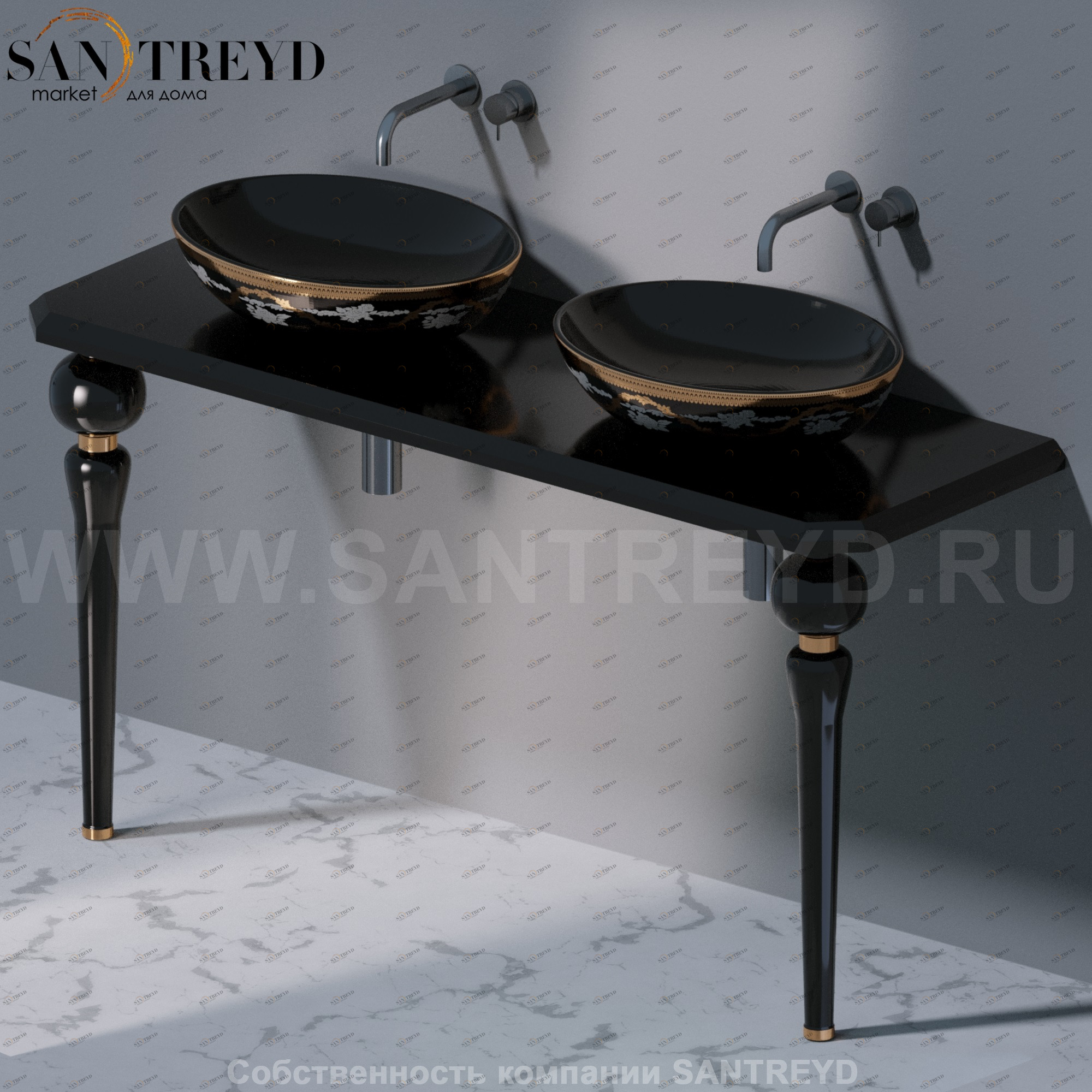 AeT ITALIA Deco Консольный столик с индивидуальными ножками и черной деревянной столешницей C275N