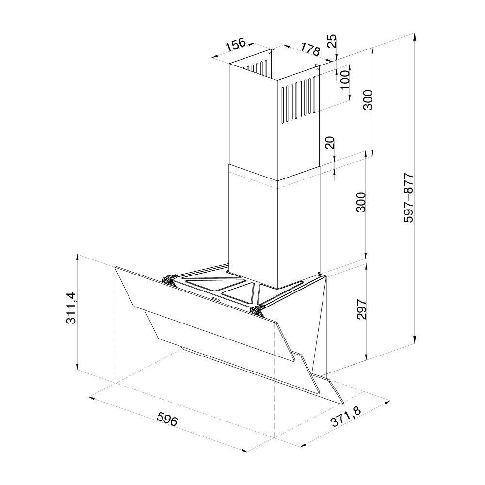 5304626 Вытяжка наклонная KRONA AURORA 600 white S белый/белый STDN-0106755 - Вид №11