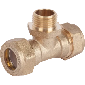 Тройник обжимной Neptun IWS, наружная резьба, 15 ммх1/2"х15 мм, латунь