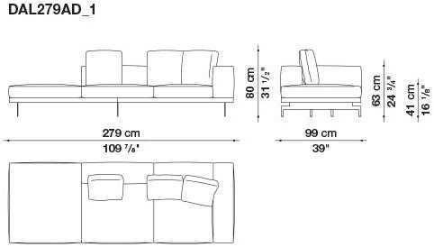 B&B Italia 3-х местный тканевый диван с шезлонгом Dock sun-id-1355318 - Вид №180