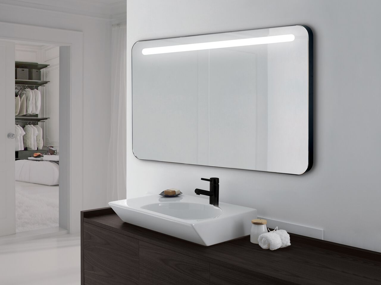 Прямоугольное зеркало для ванной комнаты со встроенным освещением GEDY LEONARD ARCH-00057391 - Вид №4