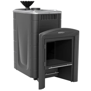 Печь банная дровяная ТМФ Гейзер 2014 Inox Витра ЗК, цвет антрацит