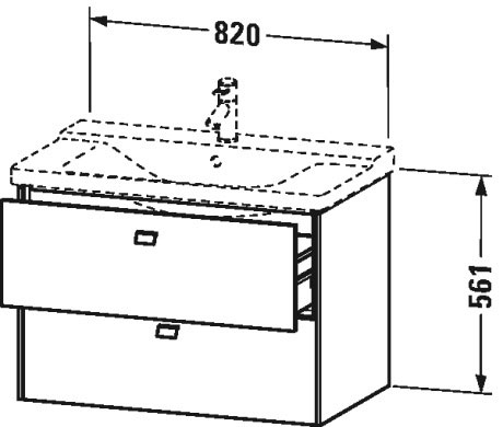 BR412101818 Тумбочка подвесная Brioso #BR4121 820 x 479 мм Белый матовый, декор Duravit - Вид №1