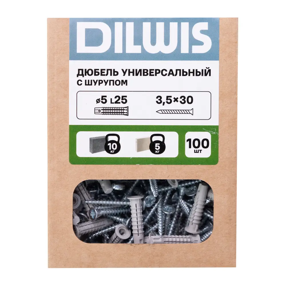 Дюбель универсальный нейлоновый Dilwis 5x25мм 100 шт. в комплекте с шурупом STLM-2107283 - Вид №5