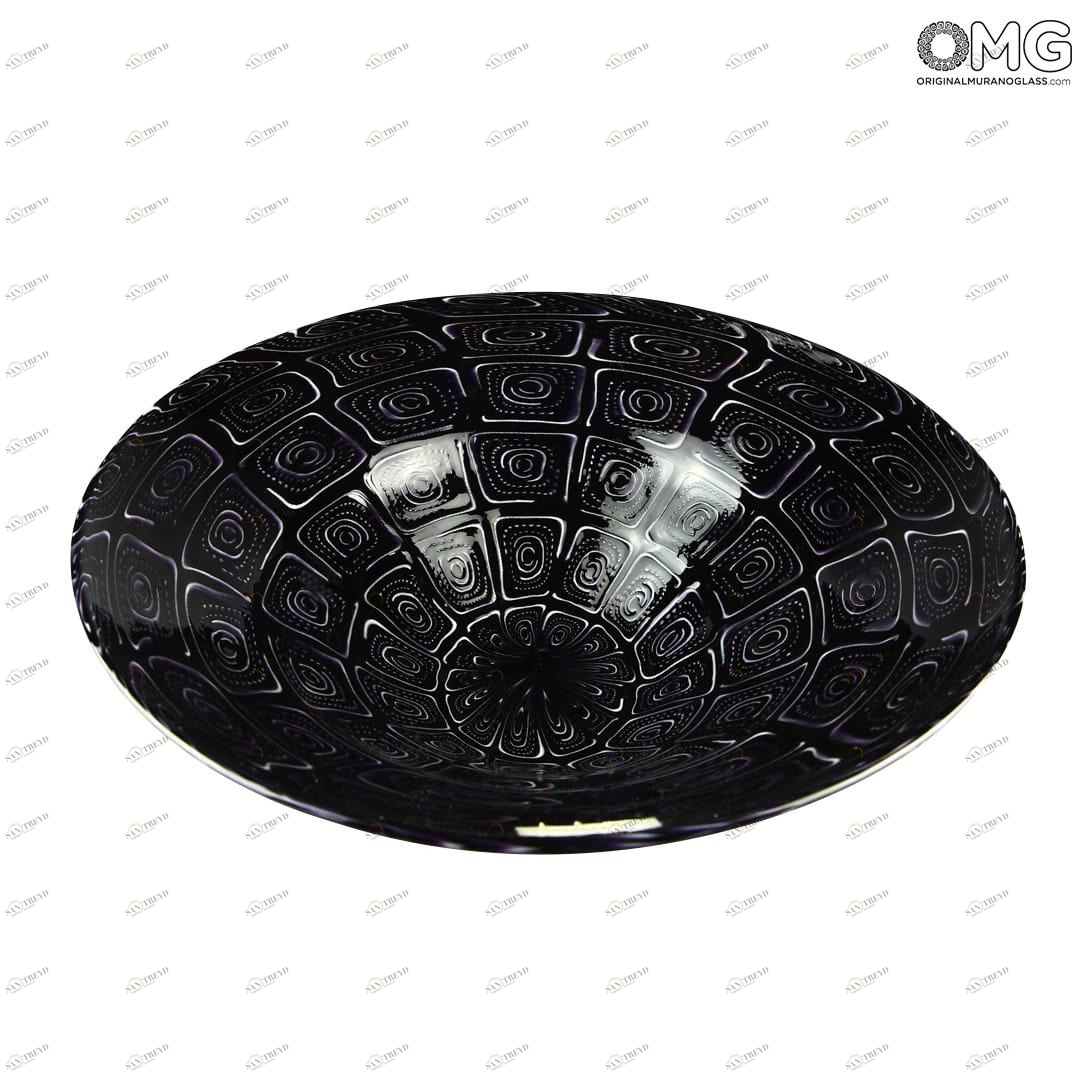 2513 ORIGINALMURANOGLASS Дутая чёрная вазочка - Dalla Valentina - муранское стекло - Original Murano Glass OMG 24 см 