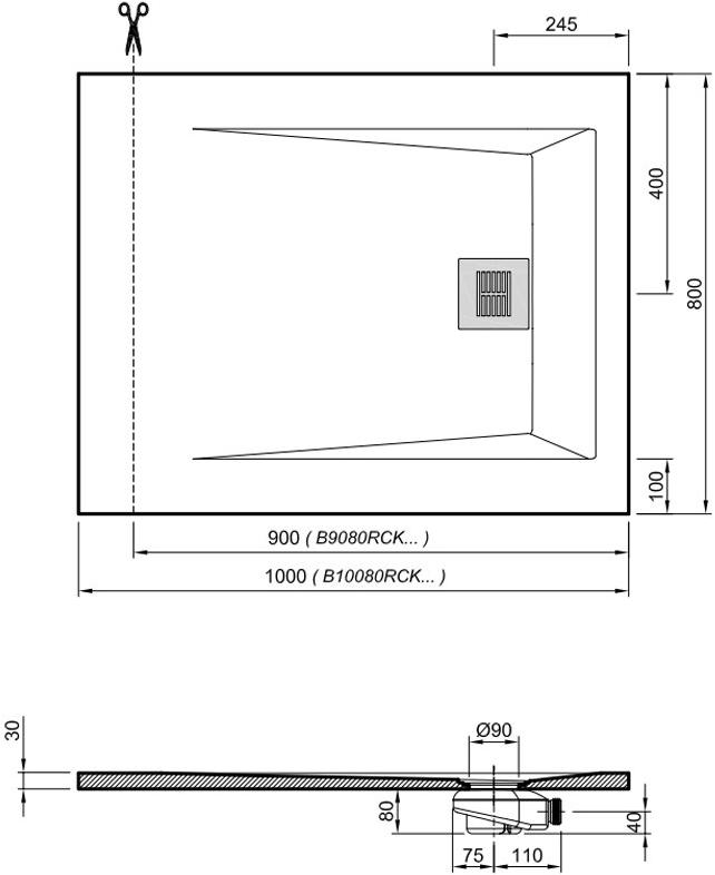 Поддон для душа Sanitana ROCKS 1000х800 белый SP3013E8320100000 - Вид №1
