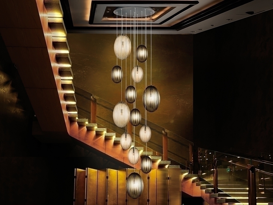 098196 Подвесной светильник дымчатый/янтарный 13L Schuller Ovila 