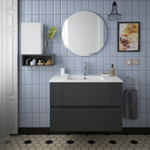23324 SALGAR Мебель для умывальника FUSSION LINE 800 2 ящика GLOSS GREY 797 x 540 x 450 мм Глянцевый серый