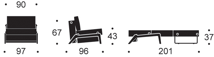 Кресло раскладное Cubed 90 с подушкой и ножками из дуба, гранит Innovation Living CUBEDCHOAK565 - Вид №5