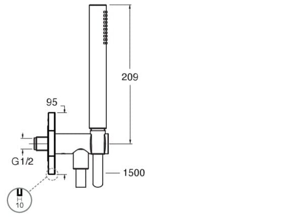 Настенный ручной душ с держателем с системой защиты от накипи CRISTINA Rubinetterie комплектация для душа / ванны / умывальника-Shower &amp ARCH-00008059 - Вид №1