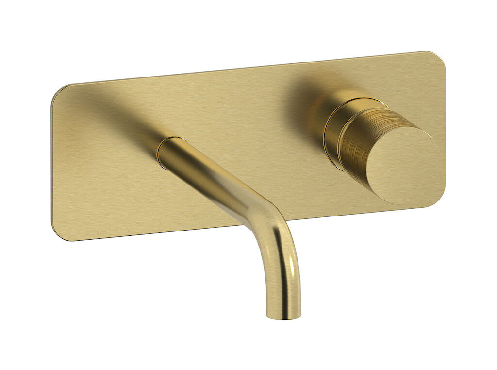 Встроенный в стену смеситель для раковины на 2 отверстия в комплекте с донным клапаном WE ARE IB vn392os Brushed Pale Gold Vinile