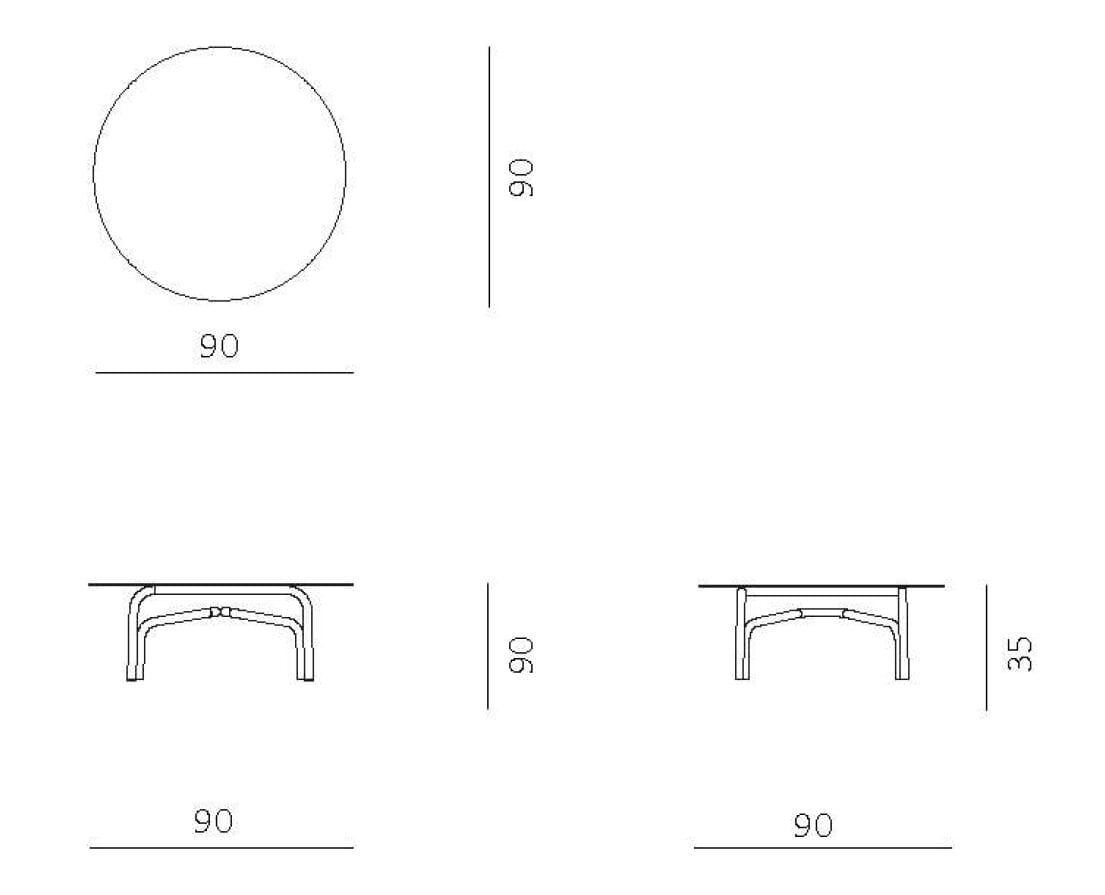 Алюминиевый низкий круглый садовый столик Unopiù Salò ARCH-00027939 - Вид №9