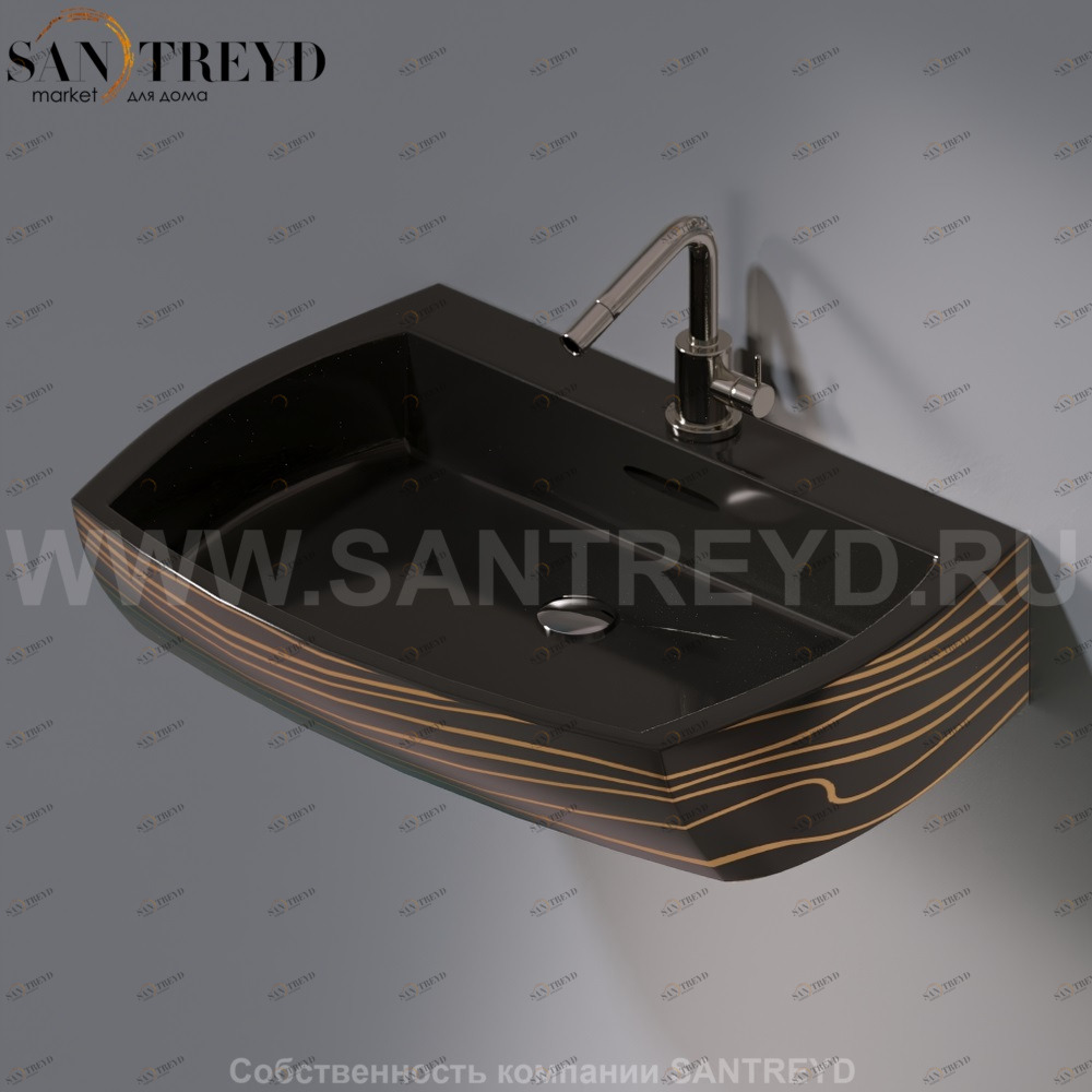 L283.411G Подвесная раковина настенная овальная A. e T. Italia SQUARE черная AeT ITALIA