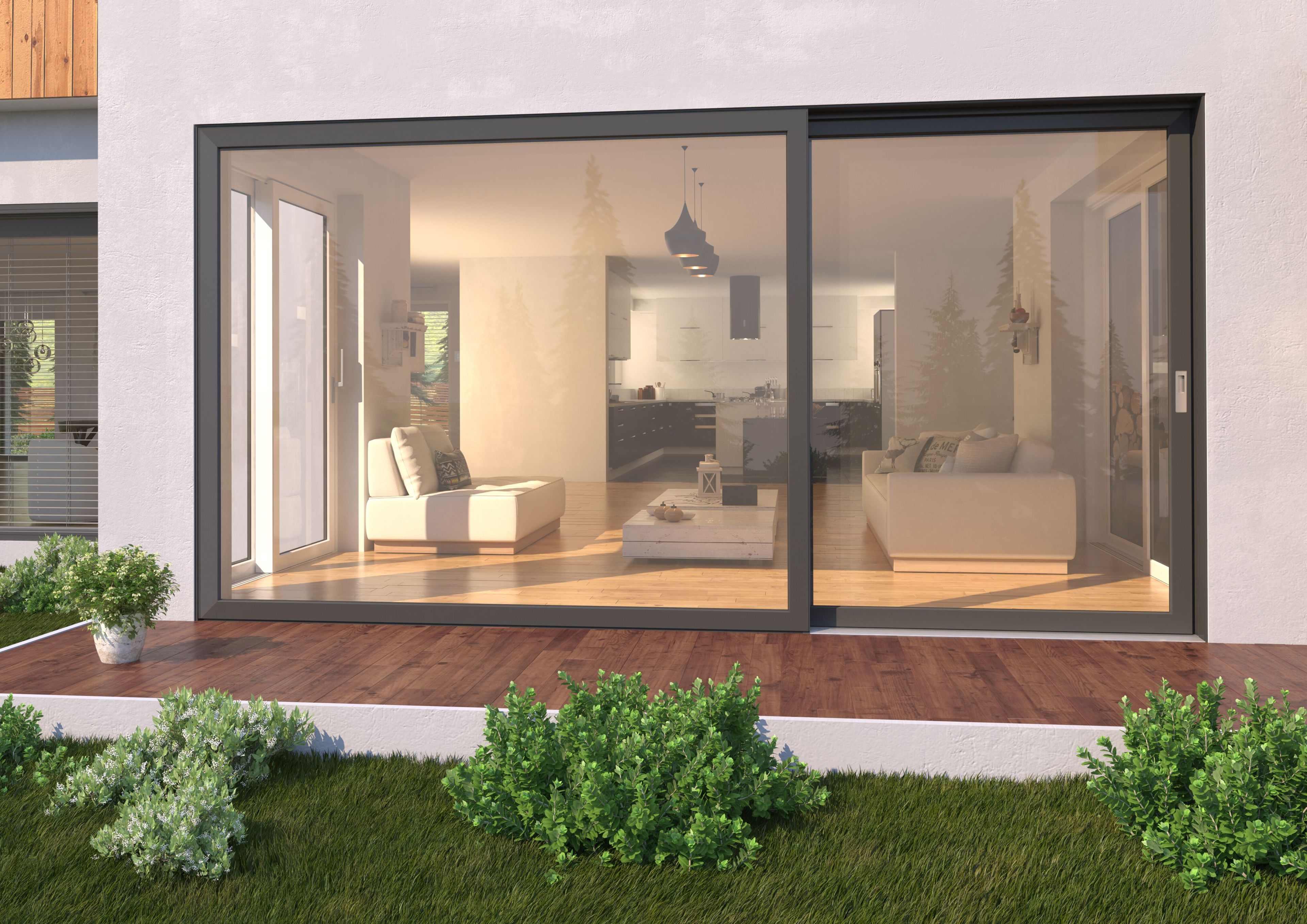 Копланарное раздвижное окно из ПВХ с тройным остеклением Veka VEKAMOTION 82 ARCH-00024433 - Вид №7