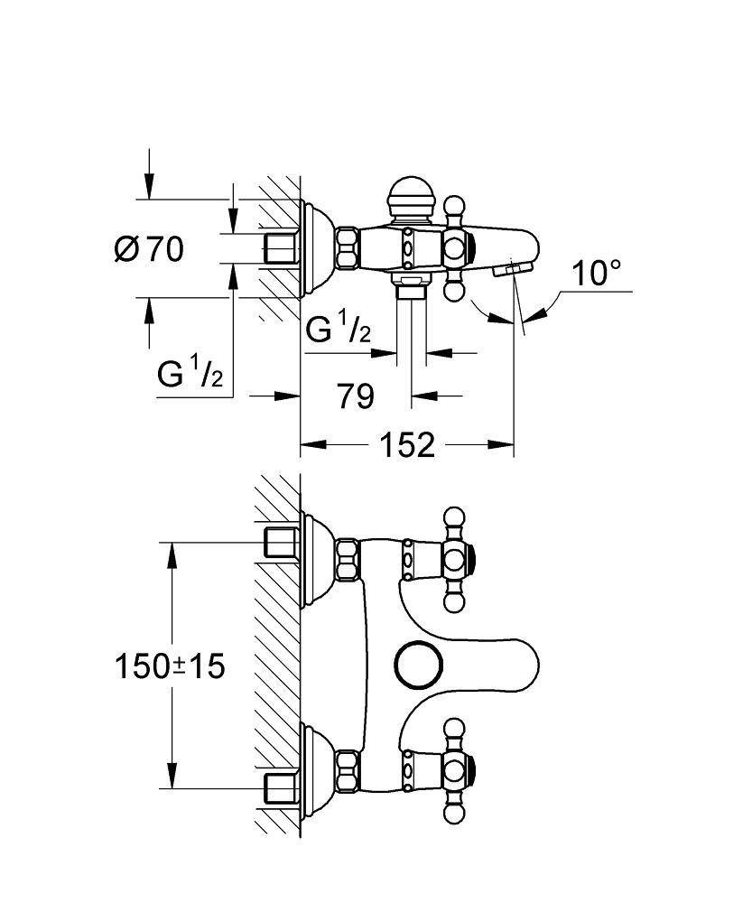 25030IG0 Смеситель для ванны Grohe Sinfonia хром золото - Вид №1