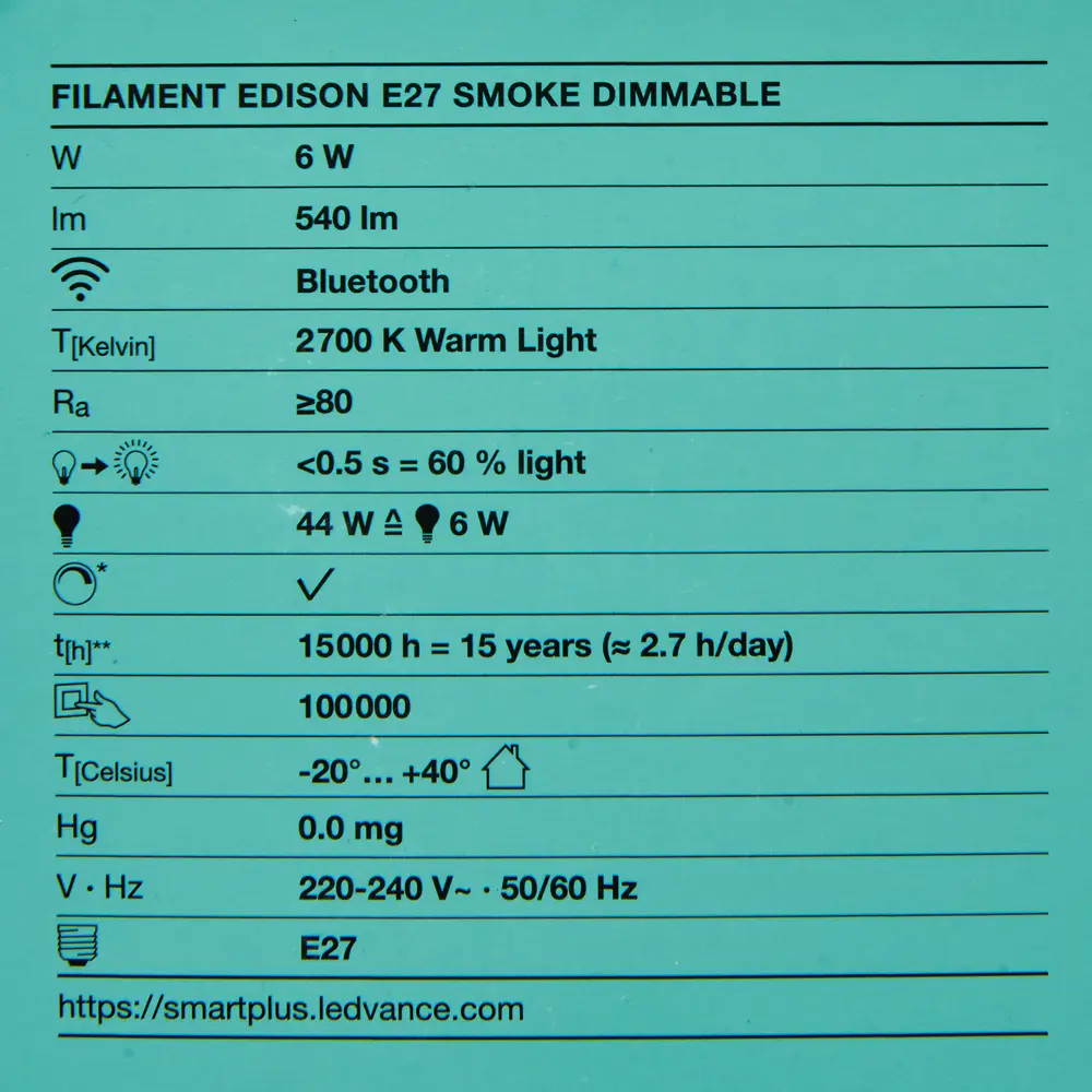 Лампа умная светодиодная Osram Smart Plus E27 220-240 В 6 Вт эдисон тонированная 540 лм, теплый белый свет LEDVANCE STLM-2092828 - Вид №4
