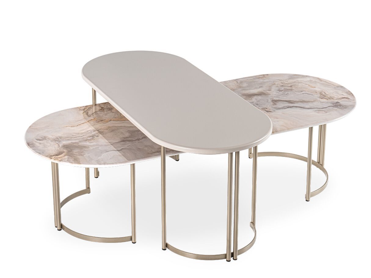 Металлический и деревянный овальный журнальный столик NDESIGN румяна ARCH-00093225