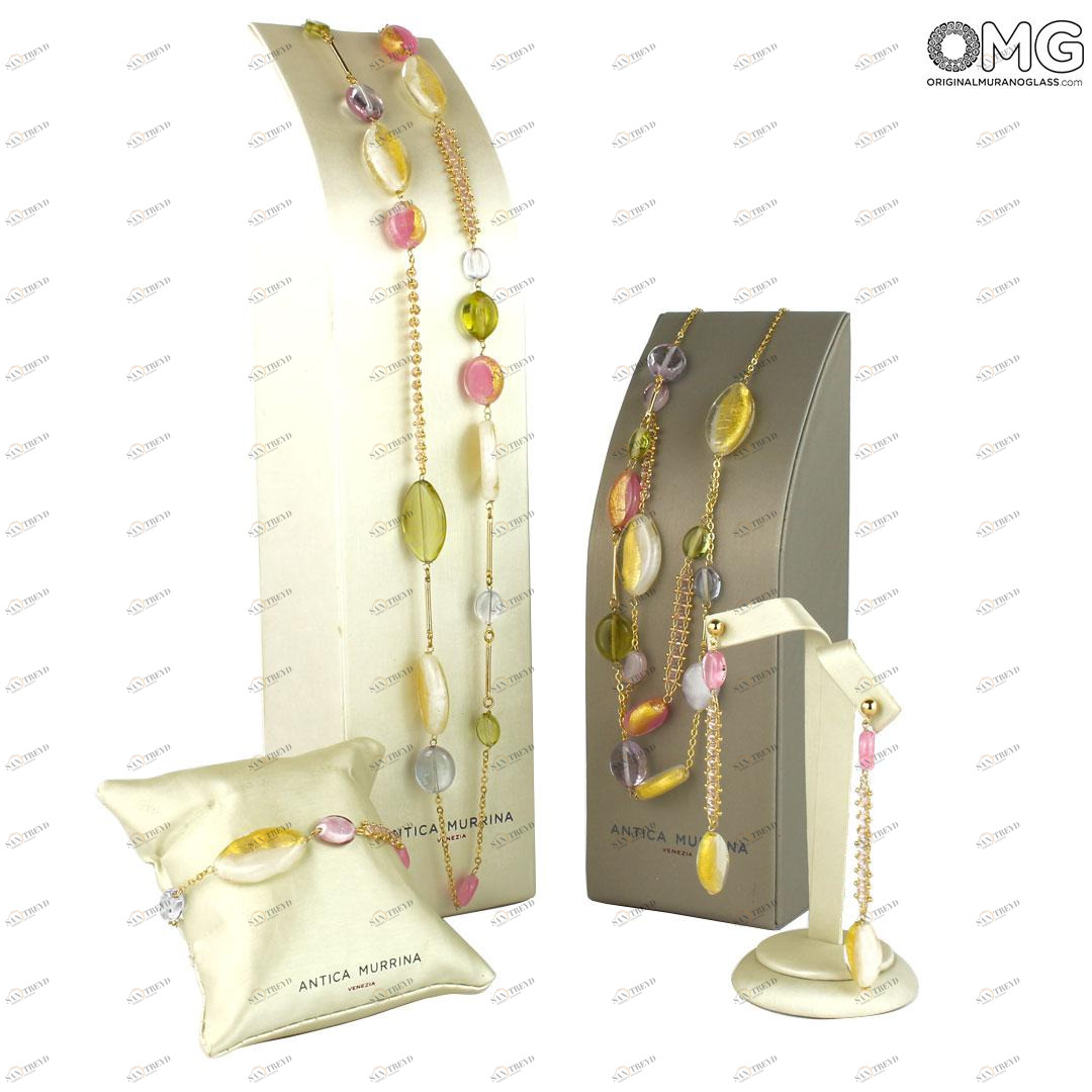 3833 ORIGINALMURANOGLASS Набор украшений Роза - Коллекция Antica Murrina - муранское стекло OMG  см 