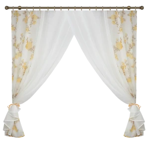Комплект штор на ленте для кухни Акварель 280x160 см цвет золото