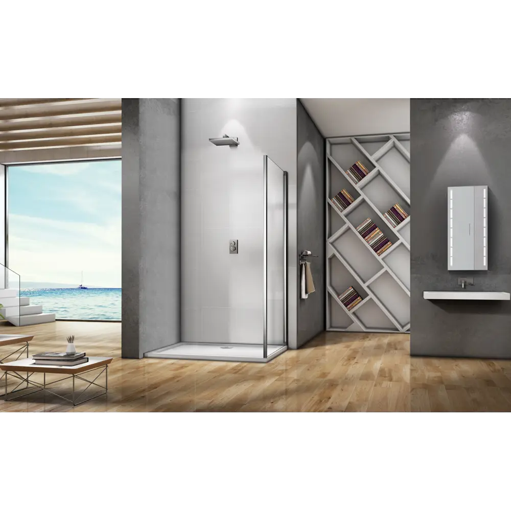 Боковая панель для душа Spirit 80x190см профиль хромированный стекло прозрачное 4мм Santreyd STLM-2149297