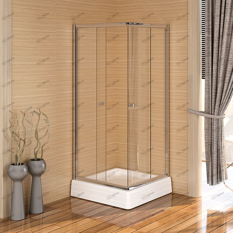 Душевой угол 80 ЛЮКС (квадратный), стеклянные шторки (прозрачные), поддон на раме-подставке с устройством слива, профиль хромированный Radomir 1032000070