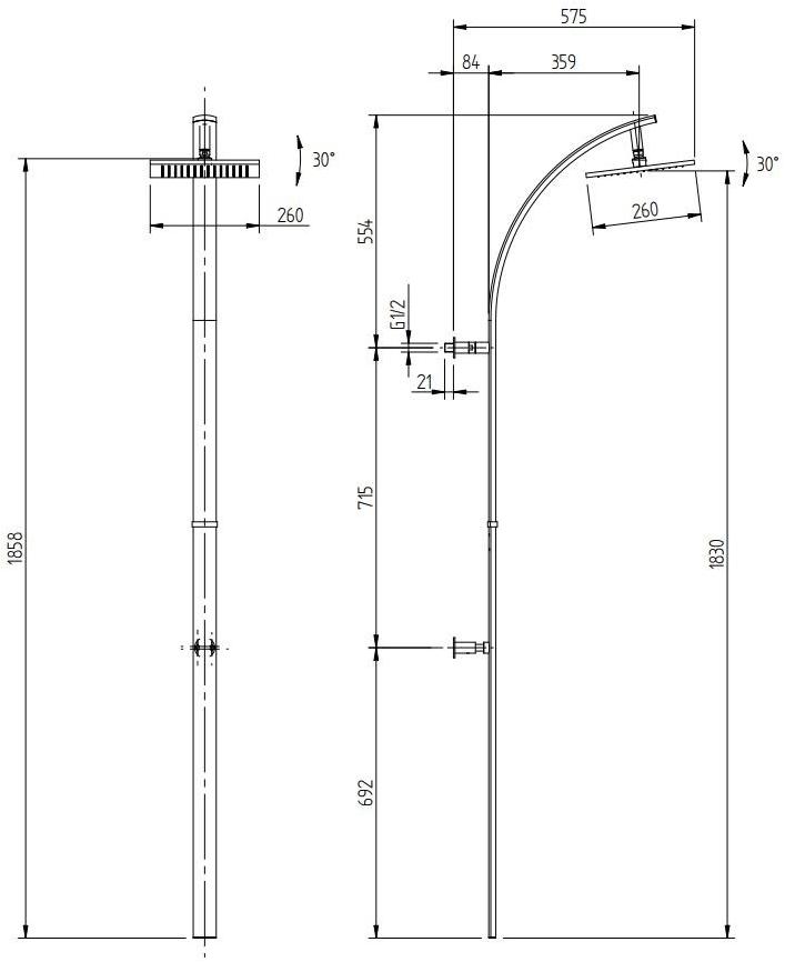 ZAZZERI Настенная душевая стойка с душевой лейкой Moon sun-id-1420768 - Вид №2